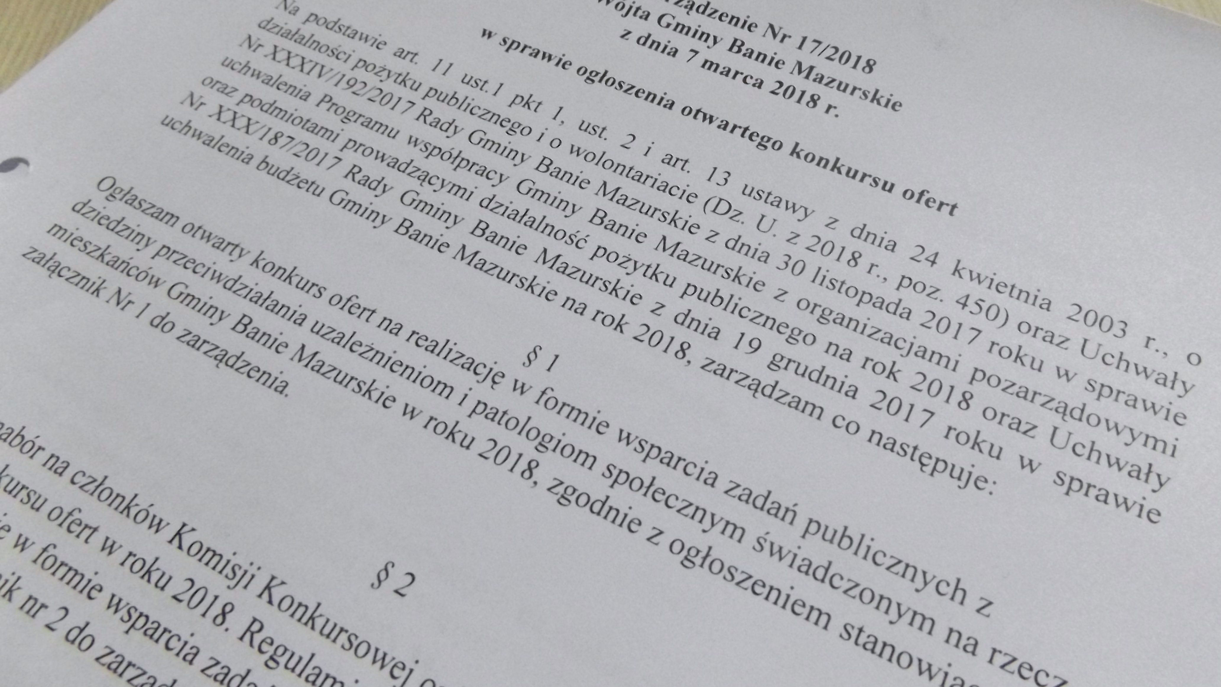 zarządzenie gminabanieamzurskie.pl